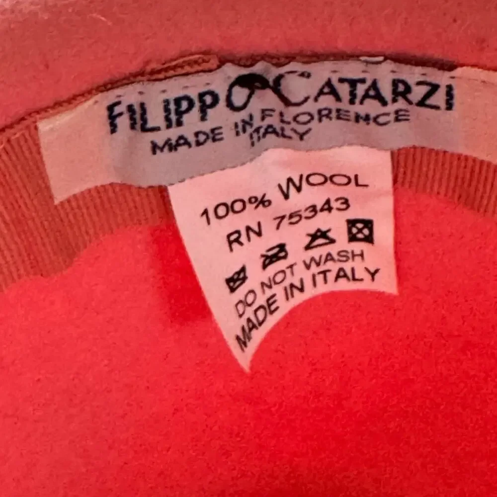 Filippo Catarzi Pink Wool Hat w Black Band Vintage Pristine Italian Fedora